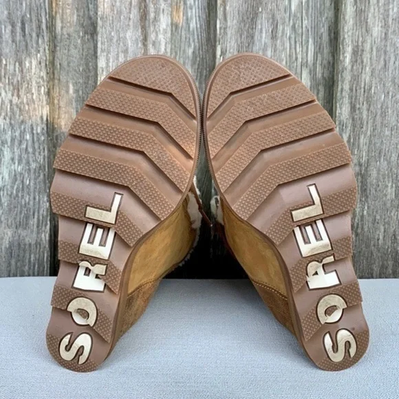 SOREL Joan of Arctic Cozy Wedge Lace Up Waterproof Suede Ankle Boots 7.5 8 - Picture 4 of 9